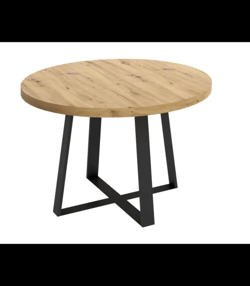 Mesa salon redonda extensible Rin acabado Nordic, 75 cm(alto)110-158 cm(ancho)110 cm(largo)