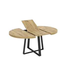 Mesa salon redonda extensible Rin acabado Nordic, 75 cm(alto)110-158 cm(ancho)110 cm(largo)