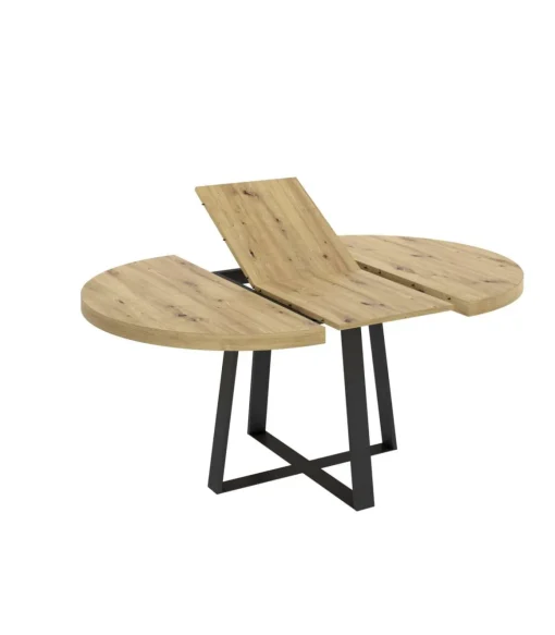 Mesa salon redonda extensible Rin acabado Nordic, 75 cm(alto)110-158 cm(ancho)110 cm(largo)