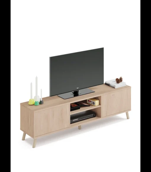 Mesa television Oslo 2 puertas y 2 huecos en acabado color aurora, 50 cm(alto)160 cm(ancho)40 cm(largo)