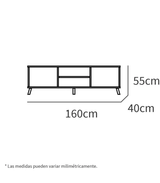 Mesa television Oslo 2 puertas y 2 huecos en acabado color aurora, 50 cm(alto)160 cm(ancho)40 cm(largo)