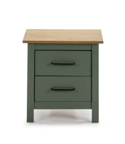 Mesita 2 cajones Mariana acabado verde, 49.5cm(alto) 46 cm(ancho) 35 cm(largo)