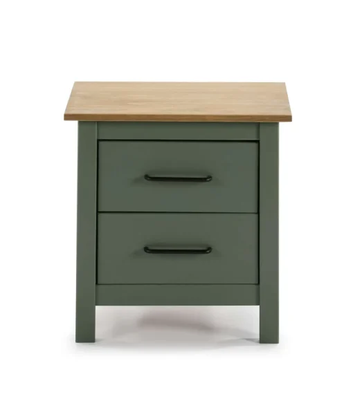 Mesita 2 cajones Mariana acabado verde, 49.5cm(alto) 46 cm(ancho) 35 cm(largo)