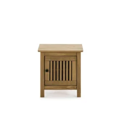 Mesita de noche 1 puerta acabado natural modelo Luna, 46 cm(ancho) 49.5 cm(alto) 35 cm (fondo)