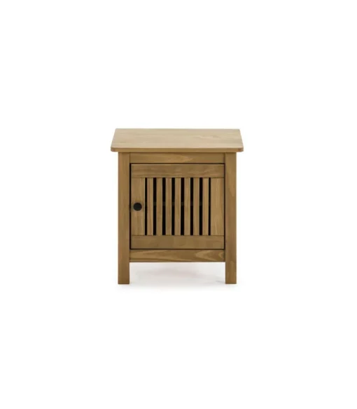 Mesita de noche 1 puerta acabado natural modelo Luna, 46 cm(ancho) 49.5 cm(alto) 35 cm (fondo)