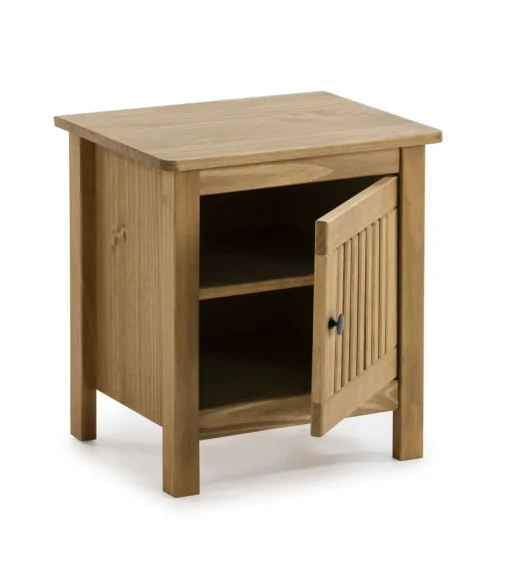 Mesita de noche 1 puerta acabado natural modelo Luna, 46 cm(ancho) 49.5 cm(alto) 35 cm (fondo)