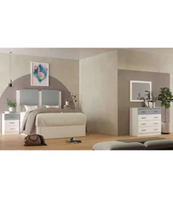 Mesita de noche con 3 cajones acabado blanco-plata, 66cm(alto) 46cm(ancho) 33cm(fondo)
