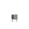 Mesita de noche para dormitorio modelo Corvo 1 hueco 2 cajones acabado gris perla, 35cm(ancho) 55cm(alto) 48cm (largo)