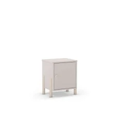 Mesita de noche para dormitorio Emma 1 puerta acabado crema/cera blanca, 39.4cm(ancho) 47cm(alto) 30cm (fondo)