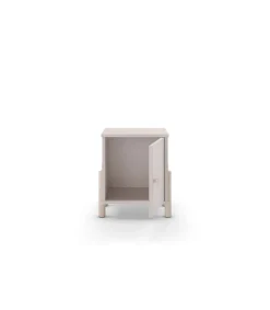Mesita de noche para dormitorio Emma 1 puerta acabado crema/cera blanca, 39.4cm(ancho) 47cm(alto) 30cm (fondo)