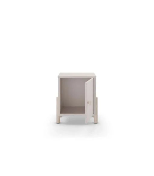 Mesita de noche para dormitorio Emma 1 puerta acabado crema/cera blanca, 39.4cm(ancho) 47cm(alto) 30cm (fondo)