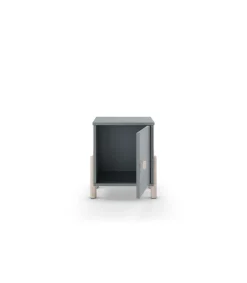 Mesita de noche para dormitorio Emma 1 puerta acabado verde kaki/cera blanca, 39.4cm(ancho) 47cm(alto) 30cm (fondo)