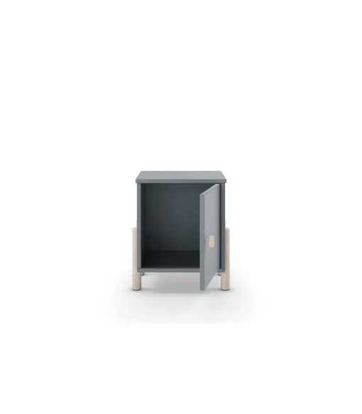 Mesita de noche para dormitorio Emma 1 puerta acabado verde kaki/cera blanca, 39.4cm(ancho) 47cm(alto) 30cm (fondo)