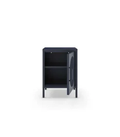Mesita de noche para dormitorio Dora 1 puerta acabado en metal azul , 40cm(ancho) 60cm(alto) 35cm(fondo).