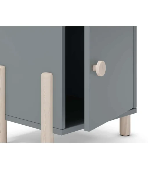 Mesita de noche para dormitorio Emma 1 puerta acabado verde kaki/cera blanca, 39.4cm(ancho) 47cm(alto) 30cm (fondo)