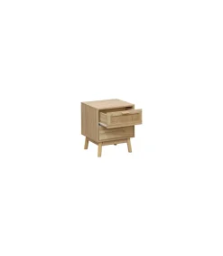 Mesita de noche para dormitorio Trend acabado pino/rattan, 48cm(alto) 40cm(ancho) 39cm(fondo).