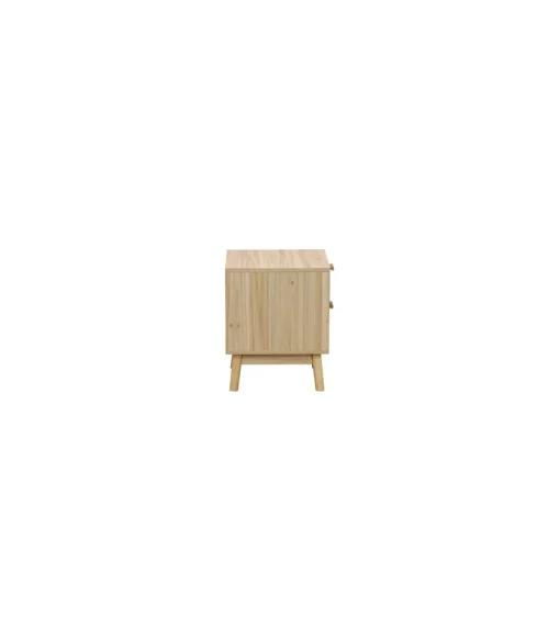 Mesita de noche para dormitorio Trend acabado pino/rattan, 48cm(alto) 40cm(ancho) 39cm(fondo).