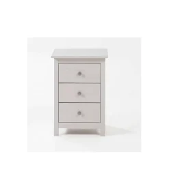 Mesita madera maciza con tres Cajones Tabac acabado blanco translucido 63 cm(alto)43 cm(ancho)35 cm(fondo)