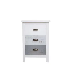 Mesita modelo Amor 3 cajones acabado blanco, 46 cm (Ancho) 35 cm (Fondo) 65 cm (Alto