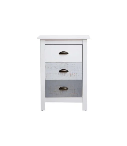 Mesita modelo Amor 3 cajones acabado blanco, 46 cm (Ancho) 35 cm (Fondo) 65 cm (Alto