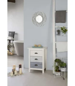Mesita modelo Amor 3 cajones acabado blanco, 46 cm (Ancho) 35 cm (Fondo) 65 cm (Alto