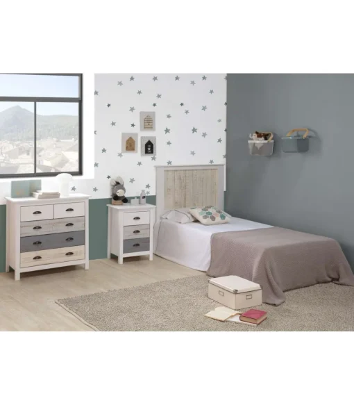 Mesita modelo Amor 3 cajones acabado blanco, 46 cm (Ancho) 35 cm (Fondo) 65 cm (Alto