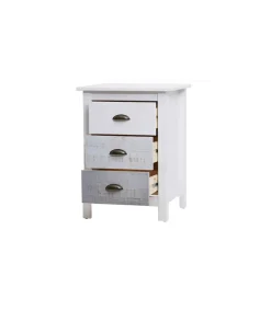 Mesita modelo Amor 3 cajones acabado blanco, 46 cm (Ancho) 35 cm (Fondo) 65 cm (Alto