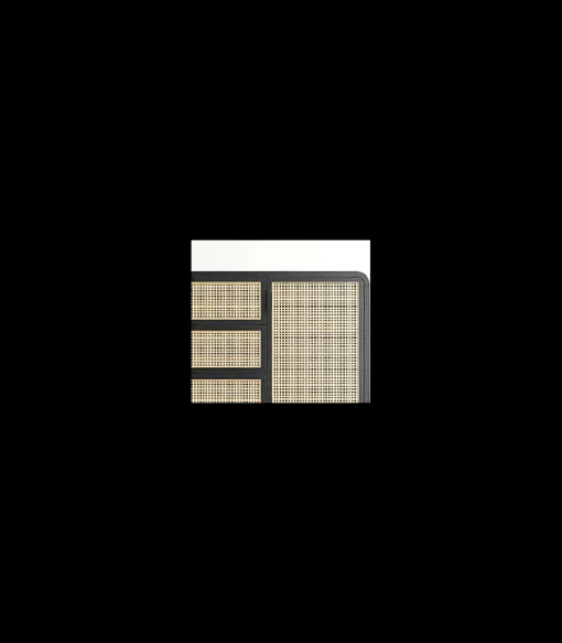 Mueble aparador Md-Armilla 1 puerta, 3 cajones acabado negro/roble claro, 110cm(ancho) 72cm(altura) 45cm(fondo)