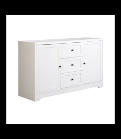 Mueble aparador Md-Ottavia 2 puertas, 3 cajones acabado blanco, 120cm(ancho) 72cm(altura) 39cm(fondo)