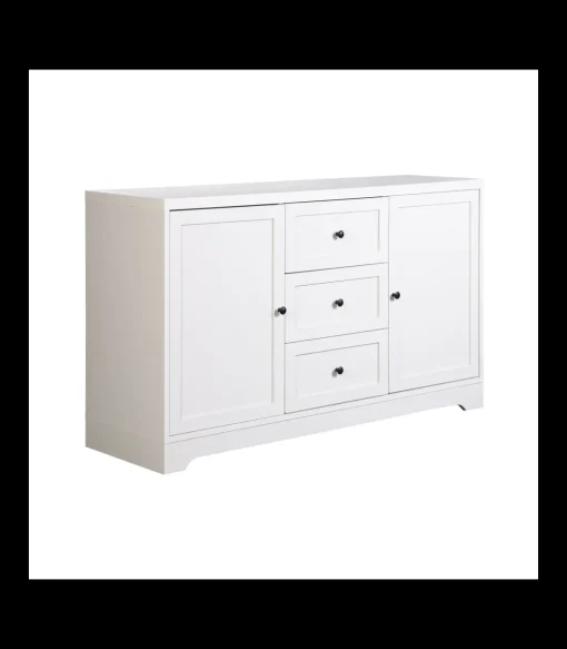 Mueble aparador Md-Ottavia 2 puertas, 3 cajones acabado blanco, 120cm(ancho) 72cm(altura) 39cm(fondo)