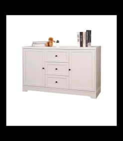 Mueble aparador Md-Ottavia 2 puertas, 3 cajones acabado blanco, 120cm(ancho) 72cm(altura) 39cm(fondo)