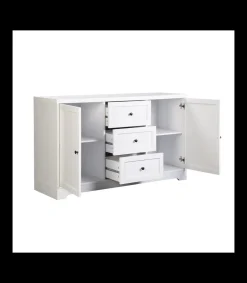 Mueble aparador Md-Ottavia 2 puertas, 3 cajones acabado blanco, 120cm(ancho) 72cm(altura) 39cm(fondo)