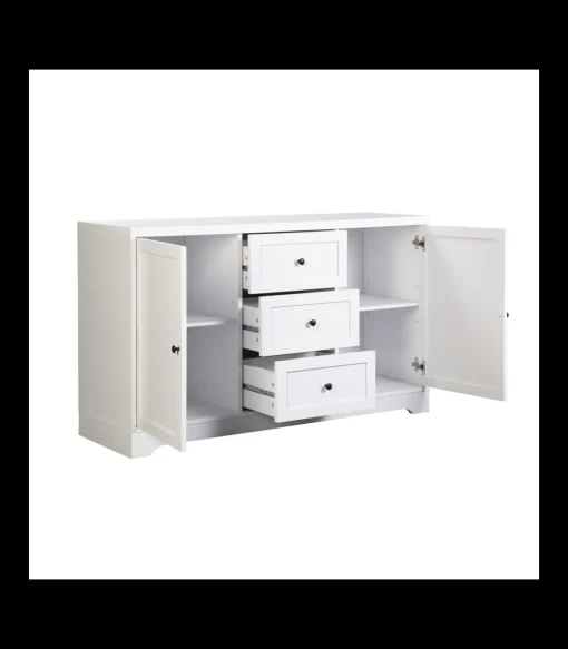 Mueble aparador Md-Ottavia 2 puertas, 3 cajones acabado blanco, 120cm(ancho) 72cm(altura) 39cm(fondo)