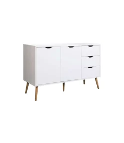 Mueble aparador Md-Tiano 2 puertas, 3 cajones acabado blanco, 120cm(ancho) 75cm(altura) 39cm(fondo)