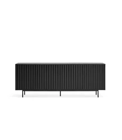 Mueble aparador modelo Sierra 4 puertas 3 cajones interiores acabado negro, 47cm(ancho) 80cm(alto) 211cm (largo)