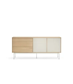Mueble aparador modelo Yoko 2 puertas 3 cajones acabado roble/crema, 45cm(ancho) 80cm(alto) 180cm (largo)