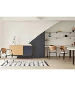 Mueble aparador modelo Yoko 1 puerta 3 cajones acabado roble/antracita, 45cm(ancho) 80cm(alto) 128cm (largo)