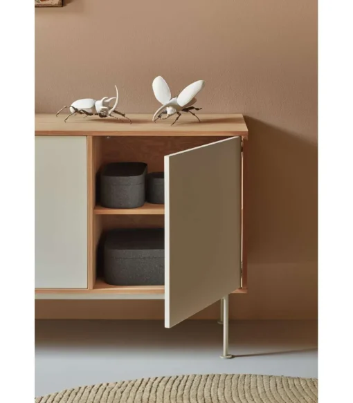 Mueble aparador modelo Yoko 2 puertas 3 cajones acabado roble/crema, 45cm(ancho) 80cm(alto) 180cm (largo)