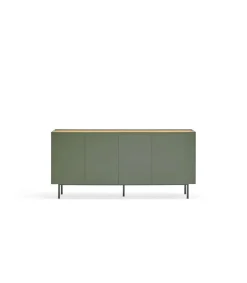 Mueble aparador para comedor modelo Arista 4 puertas acabado verde, 40cm(ancho) 78cm(alto) 165cm (largo)