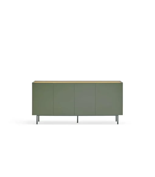 Mueble aparador para comedor modelo Arista 4 puertas acabado verde, 40cm(ancho) 78cm(alto) 165cm (largo)