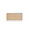 Mueble aparador para comedor modelo Valley 2 puertas 3 cajones acabado roble/gris claro, 45cm(ancho) 77cm(alto) 150cm (largo)