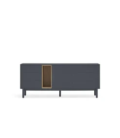 Mueble aparador para comedor modelo Corvo 1 puerta 6 cajones acabado gris antracita, 40cm(ancho) 76cm(alto) 180cm (largo)