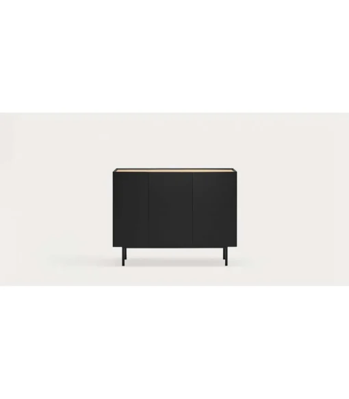 Mueble aparador para comedor modelo Arista 3 puertas acabado negro, 40cm(ancho) 85cm(alto) 110cm (largo)