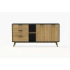 Mueble aparador para comedor modelo Julen 2 puertas 3 cajones acabado natural/bocamina, 165cm(ancho) 81cm(alto) 40cm (fondo)