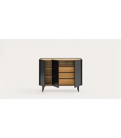 Mueble aparador para comedor modelo Arista 3 puertas acabado negro, 40cm(ancho) 85cm(alto) 110cm (largo)