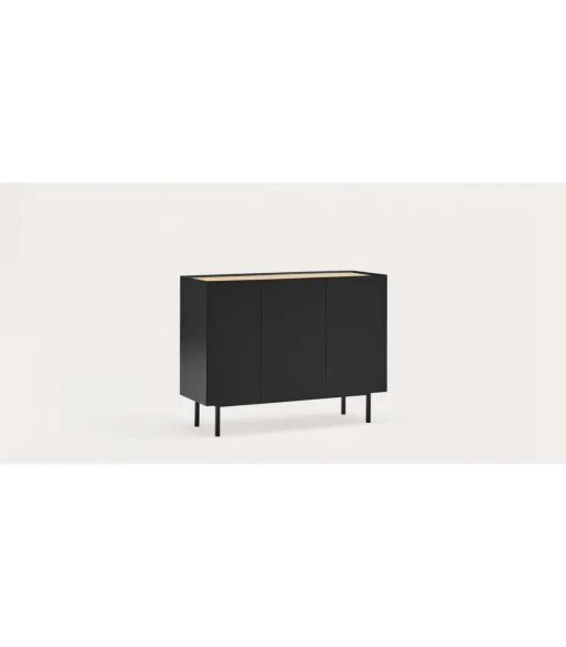 Mueble aparador para comedor modelo Arista 3 puertas acabado negro, 40cm(ancho) 85cm(alto) 110cm (largo)