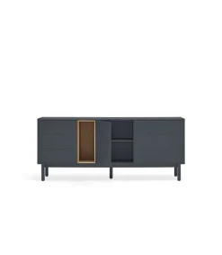 Mueble aparador para comedor modelo Corvo 1 puerta 6 cajones acabado gris antracita, 40cm(ancho) 76cm(alto) 180cm (largo)