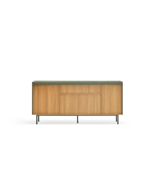 Mueble aparador para comedor modelo Arista 4 puertas acabado verde, 40cm(ancho) 78cm(alto) 165cm (largo)