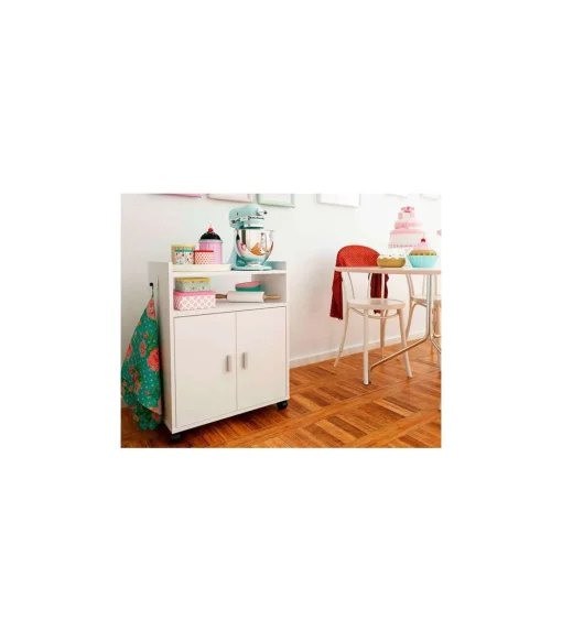 Mueble auxiliar microondas en acabado color blanco, 79,5 cm(alto)60 cm(ancho)40 cm(largo)