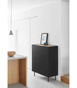 Mueble auxiliar modelo Arista 3 puertas acabado negro, 40cm(ancho) 120cm(alto) 95cm (largo)